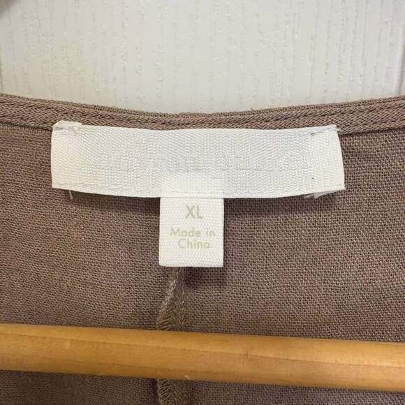 Adyson Parker Women's Linen Blend Tiered Ruffle Pockets Midi Dress Brown Size M - Picture 3 of 9